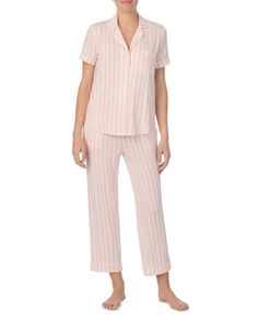 kate spade new york Short Sleeve Cropped Pajama Set Kate Spade Pjs, Kate Spade Pajamas, Pajama Set Women, Pocket Pants, Small Tops, Kate Spade New York, Pajama Set, Pink White, Kate Spade