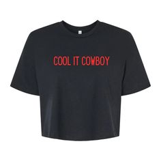 Cool It Cowboy Crop Tee, Cowboy Crop Top, Country Concert Crop Tops, Country Cropped tee, Concert Tops, Summer Clothing, Womens Baby tee ------------------------------------------------------- * Fast Shipping - For quick delivery ,Top Quality Printing * Available sizes S, M, L, XL,  -------------------------------------------------------- The unisex heavy cotton t-shirt is a staple in every wardrobe. This is the foundation on which casual fashion grows. All it needs is a personalized design to e Band Merch Cropped T-shirt With Letter Print, Cool Pre-shrunk Short Sleeve Tops, Cool Short Sleeve Pre-shrunk Tops, Cool Short Sleeve Top With Text Print, Cool Slogan T-shirt With Short Sleeves, Black Cotton Cropped T-shirt With Slogan, Cool Black Tops With Slogan, Cool Slogan Short Sleeve T-shirt, Cool Black Slogan Tops