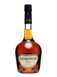 a bottle of courvoisier whisky on a white background