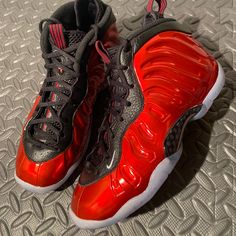 Clean, Tried On Condition Look Amazing In Hand Icey Bottoms With Shiny Deep Red Uppers Very Nice Quality, One Of The Best Foamposite Colorways, Cold Pops In Person Excellent Size 5.5 / 7 Womens No Box Nike Air Tailwind, Nike Casual, Lacing Shoes For Running, Nike Foamposite, Nike Internationalist, Nike Neon, Red Black Style, Foam Posites, Air Max Women