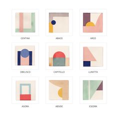 nine squares with different shapes and sizes