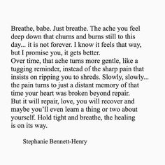 a poem written in black and white with the words breathe, bake just breathe