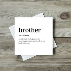 a greeting card with the words brother on it