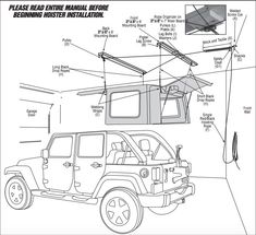 an image of a jeep with instructions for the door and window openings on it