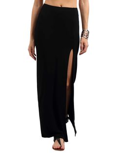 PRICES MAY VARY. Very stretchy fabric, soft and comfortable Elastic waistband, full length, maxi skirt with high slit Casual style for everyday wear, party, night out date, holidays and even for loungewear MODEL MEASUREMENTS: Height:176cm/5'9", Bust:88cm/35", Waist:59cm/23", Hip:89cm/35", Wear:S Please refer to size guide carefully before purchasing at below description Size Chart 
 
 XS: Waist Size: (24.4 - 34.6)", Length: 39.8", Hip Size: 29.9", Slit Length: 27.4"
 
 S: Waist Size: (26 - 36.2) Capsule Wardrobe Examples, Spring Time Outfits, Split Maxi Skirt, Cute Spring Outfits, Tunic Tank Tops, Long Maxi Skirts, Long Sleeve Short Dress, Long Maxi, Side Split