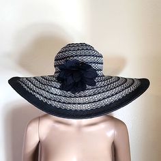 Nwt Black & White Bendable & Packable Sun Hat. Flower Has A Pin So Hat Can Be Worn With Or Without The Flower. Black Packable Sun Hat With Short Brim, Black Packable Hat With Curved Brim, Black Packable Bucket Hat, Packable Black Hats For The Beach, Black Hat One Size For Spring, Black Hats For Spring, Black Packable Sun Hat For Summer, Black Packable Sun Hat For Spring, Black Brimmed Sun Hat For Spring