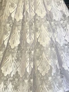 Elegant, sparkly, and beautiful embroidered white lace with sequins. Width is 48”. Sold by the yard. Bridal Dresses Lace, Embroidered Wedding, White Wedding, White Lace, Bridal Dresses, Yard, Lace, Floral, White