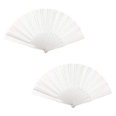 two white paper fans sitting next to each other