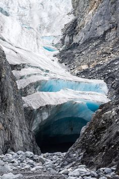 an ice cave in the middle of a mountain