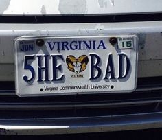 a license plate that says, virginia she bad