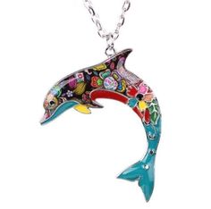 SECURE CHECKOUT   BUY 2 ITEMS and GET 3rd ITEM FREE! Just add 3 items to cart and you will only be charged for 2 of them at checkout. This adorable Dolphin  necklace is part of our Enamel Artist's Collection. Created with love by designer Lisa Long who uses the same age-old enameling process as Faberge and Tiffany to bring color to this beachy Jewelry. Each pendant comes complete with an extendable 18" to 21" zin Living In The Jungle, Dolphin Necklace Pendants, Ocean Collection, Dolphin Necklace, Beachy Jewelry, Necklace Chain Types, Music Box Jewelry, Music Jewelry, Jewelry Outfit