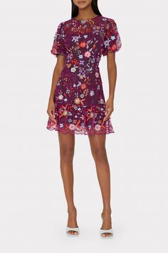 Yasmin Tropical Garden Embroidered Dress in Multi | MILLY Formal Wedding Guest Dress, Embroidered Mini Dress, Grad Dresses, Tropical Garden, Contemporary Fashion, Nordstrom Dresses, Embroidered Dress, Fit And Flare Dress, Cocktail Dress Party