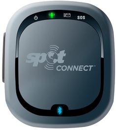 a black and gray computer mouse with the word spot connect on it