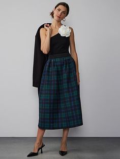 Tartan Midi Skirt | New York & Company Plaid Midi Skirt Outfit, Tartan Midi Skirt, Plaid Midi Skirt, Midi Skirt Outfit, High Rise Skirt, Beautiful Skirts, Pleated Midi Skirt, Classic Outfits, Women Skirts Midi