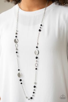 Serenely Springtime Black ✨ Necklace Long Silver Bead Necklace, Paparazzi Accessories, Necklace Necklace, Black Jewelry, Black Necklace, Jewelry For Her, Paparazzi Jewelry, Silver Accents, Necklace Earring Set