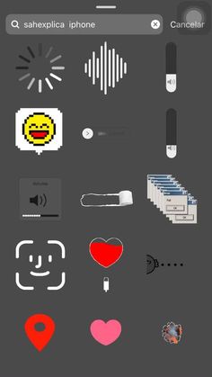 an iphone screen with various stickers on it