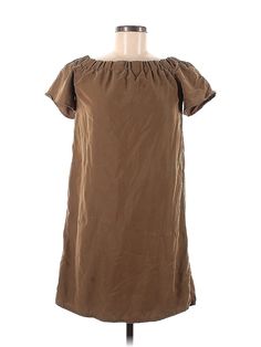 H&M Casual Dress Size: 6 Brown Dresses - used. 70% MODAL, 30% POLYESTER, Shift, Boatneck, Midi/Calf Length, Short Sleeve | H&M Casual Dress - Shift: Brown Dresses - Used - Size 6 Casual Silk Midi Dress With Short Sleeves, H&m Casual A-line Dress, Casual Short Sleeve Midi Dress By H&m, Brown Mini Dress With Short Sleeves For Daywear, H&m Short Sleeve Midi Dress For Daywear, Casual Sleeveless Midi Dress By H&m, Brown Short Sleeve Mini Dress For Daywear, Casual Beige H&m Dress, Brown Satin Dress Hm