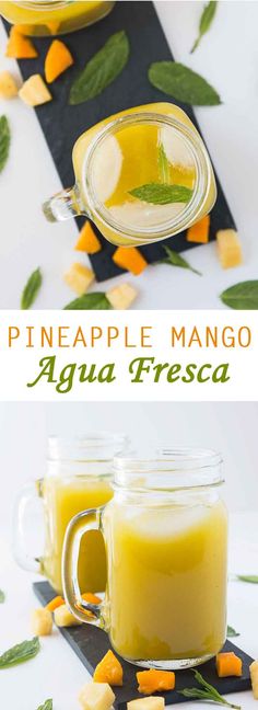 pineapple mango agua fresca in mason jars