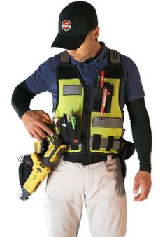 PRICES MAY VARY. Hi-Visibility Tool Belt Vest System: Work productively & confidently without compromising on safety, even in low-light conditions; Our safety-harness compatible Diamondback Hi-Viz 701 Tool Vest lets you support your body & simultaneously wear your tools to help improve your overall job efficiency & stay safe on the job Diamondback Tool Vest Sizing Guide: Ergonomically designed to reduce stress off your hips & shoulders & minimize muscle strain even during extended wear; Our tool Functional Vest With Cargo Pockets For Outdoor Work, Utility Work Vest With Functional Pockets, Tool Vest Electrician, Safety Jacket Construction, Tool Belt Pouch, High Visibility Vest, Safety Vest, Tool Belt, Working People