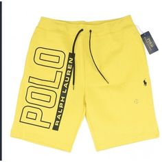 Condition: New With Tags Brand: Polo Ralph Lauren Color: Neon Yellow Pattern: Solid Style: Active Inseam: 9" Material: Cotton Blend Ralph Laure, Polo Logo, Polo Ralph Lauren Shorts, Black Polo, Ralph Lauren Shorts, Yellow Pattern, T Shirt And Shorts, Shorts Athletic, Logo Color