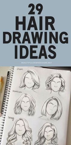 a drawing book with the title 29 hair drawing ideas