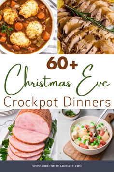 christmas eve crockpot dinner collage with text overlay