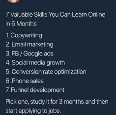 the seven skills you can learn online in 6 months, including email marketing and social media growth