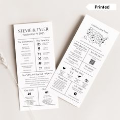 the wedding program is printed out and ready to be used as a printable for guests