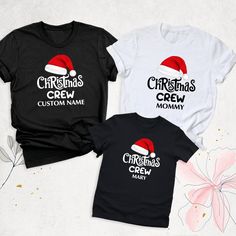 Christmas Crew Matching Shirt, Santa Hat Family Christmas Tshirt, Christmas Party Tee, Xmas Holiday Group Shirts, Custom Santa Family Outfit Get ready to celebrate the holidays in style with this Christmas Crew Matching Shirt, perfect for creating festive memories with the whole family! Featuring a charming Santa hat design, this Santa Hat Family Christmas Tshirt is ideal for your next Christmas party or holiday gathering. Whether you're looking for a Custom Santa Family Outfit or fun Xmas Holid Family Christmas Tshirt, Seasonal Wardrobe, Christmas Tshirt, Family Tees, Hat Design, Group Shirts, Xmas Holidays, Christmas Tees, Holiday Shirts