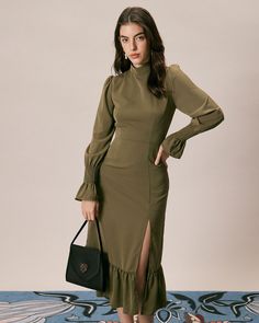 Free shipping on orders over $69. Shop The Army Green Mock Neck Ruffle Midi Dress - army green - xs,s,m,l,xl at RIHOAS. Fall Ruched Maxi Dress For Work, Elegant Stretch Midi Dress With Ruffle Hem, Solid Color Evening Dress With Ruffle Hem, Solid Evening Dress With Ruffle Hem, Evening Dress With Solid Color And Ruffle Hem, Fitted Solid Color Midi Dress With Ruffles, Fitted Solid Midi Dress With Ruffles, Elegant Solid Dress With Ruffle Hem, Elegant Solid Dresses With Ruffle Hem