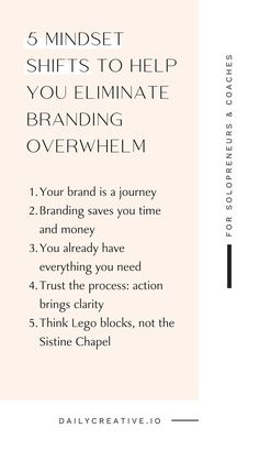 the 5 minds to help you eliminate your branding overwhelm info