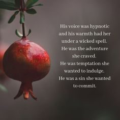 a pomegranate hanging from a tree branch with a quote about being loved