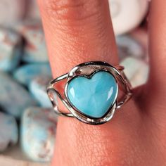 Absolutely stunning Larimar Adjustable Finger Cuff Ring .925 Sterling Silver. Adjustable from sizes 4-11. ♡ Chakra: Throat ♡ Brings calmness, healing, peace, and tranquility ♡ Enhance communication & manifests your higher purpose ♡ Provides connection with to the Divine Feminine ♡ Releases emotional imbalances, stress and trauma ♡ Supports during pregnancy, birthing and post-partum You will receive the exact Finger Cuff pictured. Please note: As it is a natural stone, no two will be alike. Natur Finger Cuff, Goddess Vibes, Higher Purpose, Chakra Throat, Finger Bracelets, The Divine Feminine, Cuff Ring, Post Partum, Cuff Rings