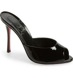 Christian Louboutin Me Dolly Peep Toe Slide Sandal | Nordstrom Elegant Open Toe Sandals With Red Sole, Luxury Open Toe Heels For Evening, Luxury Open Toe Heels For Cocktail, Sleek Open Toe Heels With Red Sole, Elegant High Heel Sandals With Red Sole, Elegant Sandals With Red Sole And Open Heel, Luxury Fitted Sandals With Deep Heel Cup, Elegant Open Toe Heels With Red Sole, Luxury Red Sole Open Toe Heels