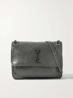 Shop SAINT LAURENT , Explore the latest SAINT LAURENT women's collection today on NET A PORTER Saint Laurent Bag, Grey Leather, Net A Porter, Chain Strap, Women Collection, Leather Shoulder Bag, Luxury Design, Saint Laurent, Porter