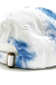 Product details Classic cotton cap featuring tie-dye pattern in tones of blue through out. Topped with Tonal embroidered eyelet vents at crown. Finished with an adjustable strapback closure for a perfect fit. *Slight color variations may occur, given the nature of the dyeing process. Pair it with our matching blue tie-dye Sweatshirt Content & Care 100% cotton spot clean imported Size + Fit Kids one size fits most (*recommended for age 3-10 yrs (looking for bigger size? try our women's tie dy Blue Cotton Baseball Cap With Flat Bill, Blue Cotton Flat Bill Baseball Cap, Adjustable Washed Dad Hat With Curved Visor, Blue Cotton Adjustable Baseball Cap, Blue Adjustable Cotton Dad Hat, Casual Blue Adjustable Cotton Baseball Cap, Adjustable Blue Cotton Hat, Adjustable Washed Dad Hat With Curved Bill, Blue Cotton Dad Hat With Curved Brim