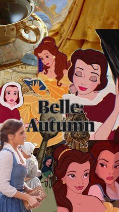 the beauty and the beast character collage is featured in this image with other disney characters