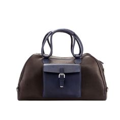 Ambrogio 2841 Men's Bag Brown & Navy Full Grain Leather Travel Duffle Bag (AMBH1010) Material: Full Grain Leather Hardware: Silverbit Hardware Color: Brown & Navy Dimension in Imperial: 21.6 in x 11.8 in x 11.0 in Dimension in Metric: 55 cm x 30 cm x 28 cm Hand-Painted Full Grain Leather Fabric Lining Inside Comes with original box and dust bag 100% Handmade in Spain 2841-MULTI Exclusive to Ambrogio Collection Note: This is a "Special Order" product, production takes approximately 30 day Leather Duffel Bag, Leather Duffel, Travel Duffle Bag, Leather Duffle, Travel Duffle, Duffle Bag Travel, Navy Leather, Leather Travel, Leather Fabric