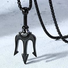 Men's Black Poseidon Trident Pendant Necklace Punk Rock Biker Jewelry Chain 24" | eBay Collectible Black Stainless Steel Necklace, Black Poseidon, Trident Pendant, Poseidon Trident, Biker Jewelry, Rock Jewelry, Jewelry Chain, Daily Jewelry, Men's Necklace