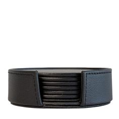 a black leather belt on a white background