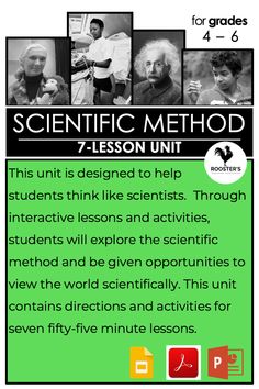 a flyer for a science lesson with pictures of people in the background and text that reads scientific