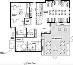 the floor plan for an office with two separate rooms and one room on each side