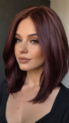 fall hair colors dark coppers Chocolate Brown Red Hair, Dark Copper Hair Auburn, Solid Hair Color Ideas, Unique Dark Hair Color Ideas, Wella Hair Color Chart, Dark Chestnut Hair Color, Dark Winter Hair Color, Cherry Coke Hair Color, Dark Chestnut Hair