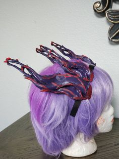 "They are large and majestic, statement cosplay fantacy forest dragon horns 3D printed lightweight. May be selected unpainted for your own project. The length is about 10\" for the larger set and about 6 inches for the smaller set. The sets are attached to a headband. Other paint options are welcomed please convo your ideas. Also awailable in plane colors white or Black for your own paint ideas. Processing time is 3-5 days however the closer it gets to Holidays the processing time is longer as w Purple Halloween Costume For Themed Events, Purple Fantasy Costume For Halloween, Purple Fantasy Cosplay Costume, Purple Cosplay Costume For Halloween Themed Events, Purple Cosplay Costume For Halloween, Purple Halloween Cosplay Costume For Themed Events, Purple Costume For Halloween And Fantasy Events, Handmade Costume Accessories For Cosplay Events, Handmade Costume Accessories For Cosplay