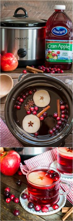 cranberry apple cider punch in a crock pot