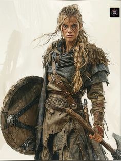 Viking Seer Woman, Viking Women Outfit, Amazonian Warrior Aesthetic, Viking Warrior Woman Outfit, Viking Woman Art, Shield Maiden Costume, Norse Women, Vikings Aesthetic, Female Viking