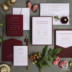 the wedding stationery is laid out and ready to be used