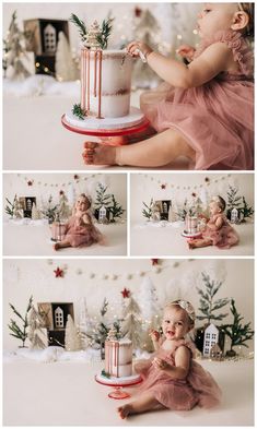 December Smash Cake Pictures, First Birthday Christmas Photoshoot, First Birthday Photo Shoot Ideas Christmas, Cake Smash Christmas Theme, December Smash Cake, 1st Birthday Christmas Photoshoot, First Birthday Winter Photoshoot