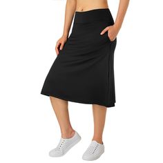 PRICES MAY VARY. Knee Length Skirts:25-26 inch skorts skirts provide more coverage and body gently,skirts still above the knee and keep skorts skirts a modest looking Soft and Quick Fabric: Using more delicate and soft fabrics to ensure women skorts comfort and light-wearing feelings Skirts with Inner Shorts:Knee length skirts with inner shorts which is no-see-through and no-ride-up while wearing this skorts skirts Extra Four Pockets:Two hidden zippered pockets keep things from falling out.Two p Skirts With Leggings, Wide Skirts, Swim Skirts, Wide Skirt, Exercise Running, Support Women, Swim Skirt, Women Midi, Pocket Leggings