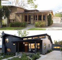 before and after pictures of a house in the same color as it appears on this page